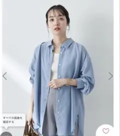 earth music&ecology シアーシャツ ブルー