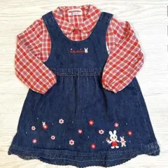 MIKIHOUSE ミキハウス 90 デニムワンピース セット シャツ うさこ