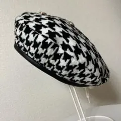 ベレー帽 千鳥格子 レディース
