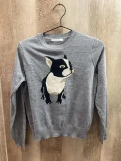 LHELBIEレルビエ　フレンチブルドッグ柄　グレー　セーター　ニット　Mサイズ