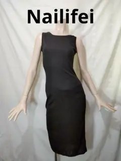 美品✨Nailifei ノースリーブワンピース 黒 ブラック