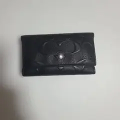 ほぼ未使用品 COACH ブラック キーケース シグネチャー