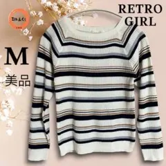 ◎美品　レトロガール　レディース　マルチボーダー長袖リブニット　Mのサムネイル