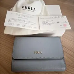 FURLA フルラ 三つ折り財布 水色 スカイブルー ロゴ コンパクト