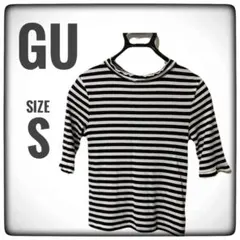 ジーユー　GU ボーダー　五分袖 Tシャツ S 白黒