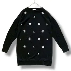 THE SHOP TK 長袖トップス Fサイズ　花柄　刺繍　ビジュー　ブラック