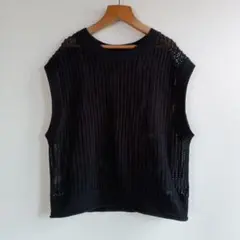 メッシュノースリーブニットベストМ