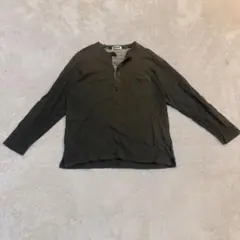 レノマ　renoma LL ヘンリーネック長袖Tシャツ胸ポケット付