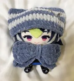 にじぱぺっと 10cm ぬい服 ボーダー猫耳ニット帽 リボン セット