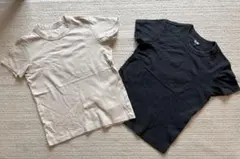 値下げ　UNIQLOＵTシャツ２枚 ベージュとダークグリーンの半袖Tシャツセット