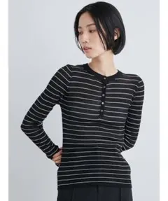 miesrohe ヘンリーネックシアーリブニット　ボーダー