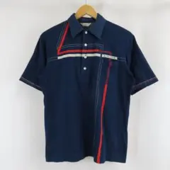 ARNOLD PALMER ロゴ ライン ポロ シャツ 古着 ネイビー レッド
