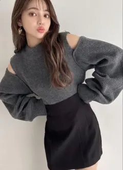 新品未使用 GRL 袖2Wayショルダーオープンニットトップス[mb1528]