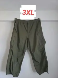 GU スーパーワイドカーゴパンツ オリーブ メンズ 3XL