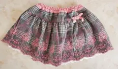 フリル付きキュロットスカート グレーとピンク