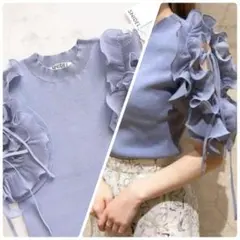 SNIDELSustainableフリルスリーブニットプルオーバートップス半袖