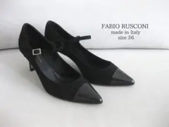 ファビオルスコーニ パンプス 黒 スエード×レザー 36(23cm)イタリア製