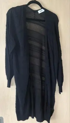 AZUL by moussy透かし編み長袖カーディガン ブラック Fサイズのサムネイル