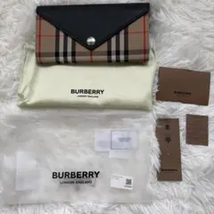 未使用 バーバリー 長財布 ヴィンテージチェック レザー 保存袋あり