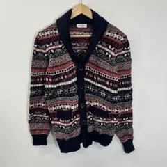 BACK NUMBER ノルディック柄 ニットカーディガン ゆったり 古着