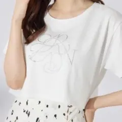 rienda ラインストーン ロゴ Tシャツ ホワイトのサムネイル