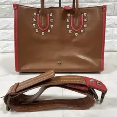 【美品】2way ANNA SUI アナスイ トート ショルダー スタッズ