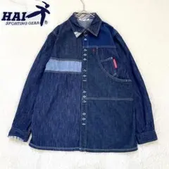 HAI SPORTING GEAR パッチワーク風デニムシャツ　多ボタン　長袖のサムネイル