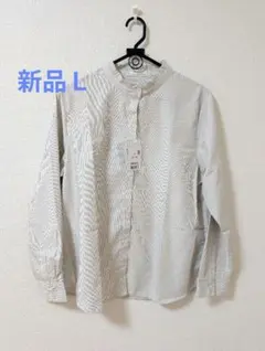 ハニーズ ストライプ　ブラウス　Ｌ フリル スタンドカラー