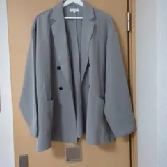グレー ダブルブレストジャケット & ウエストゴムパンツ セット　セットアップ