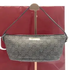 グッチ GGキャンバス ハンドバッグ アクセサリーポーチ レザー ロゴ金具 黒