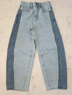 GU 2トーンバレルレッグジーンズ