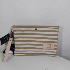 GUAPA サコッシュ/ストライプベージュ色/ ポーチ ショルダーバッグ