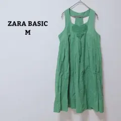 ザラベーシック　ワンピース　ひざ丈　ノースリーブ　綿100　刺繍　重ね着　Ｍ
