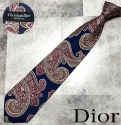 Christian dior ネクタイ ペイズリー ネイビー