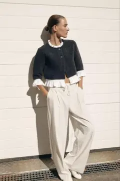 【新品未使用】ZARA ポプリンコンビニットジャケット S（7-9号）