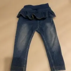 petit main フリル付きデニムパンツ 80