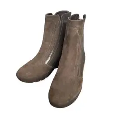 fitfit 厚底　ショートブーツ　サイドゴア　ブラウン　エナメル　22.5