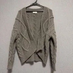 BEAUTY&YOUTHグレー ケーブル編み カーディガン 長袖