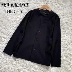 ニューバランスTHE CITY ピケ ブラックカーディガン洗えるストレッチ即乾のサムネイル