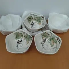 瀬戸焼　たち吉　織部　市松　中鉢揃　5枚セット　菱形　深皿　角皿　土物　取り鉢 瀬戸焼 たち吉 織部 市松 中鉢揃 5枚セット 菱形 深皿 角皿 土物 取り