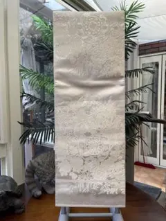 シルバー 花柄刺繍 六通袋帯