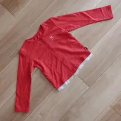 赤 長袖カーディガン ボタン付き