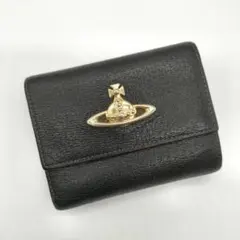 薇薇安·韋斯特伍德 三摺錢包 黑色 皮革 大圓形標誌