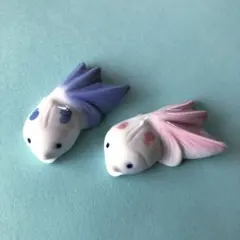 金魚 陶器 箸置き 2個セット ピンクとブルー きんぎょ 夏小物 ペア カップル