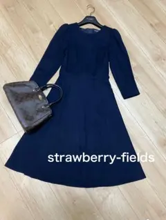 美品　ストロベリーフィールズ　ワンピース　ネイビー　紺