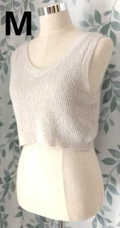 And Search ベスト M グレー クロップド丈 薄手 重ね着 シンプル