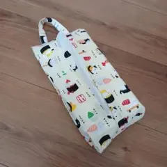 ハンドメイド お寿司猫柄 ソフトティッシュケース 吊り下げ