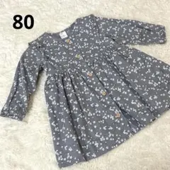 ベビーH&M　小花柄　長袖ワンピース 80 美品