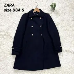 ZARA ザラ　ダブルブレスト　コート　金ボタン　ネイビー　S
