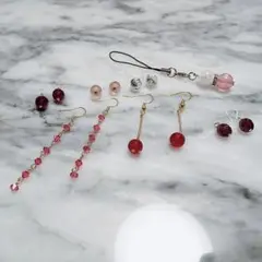 No.512 値下げ中！ ピアス+ストラップまとめ売り7点セット*